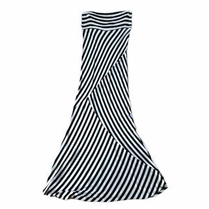 Black and white striped maxi skirt